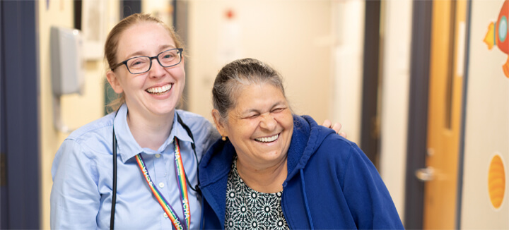 Dr. Blau with Patient in Hallway