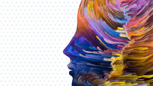 Visual of woman silhouette with many colors filling the space