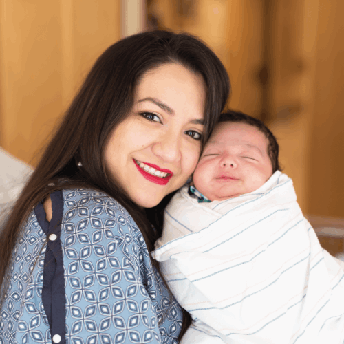 New mother and baby after delivery