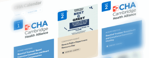 Listing of events on the CHA calendar page