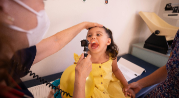 Child getting a health screening