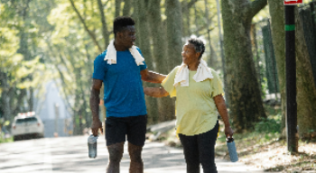 Two people walking for exercise