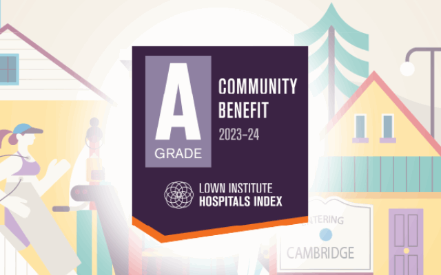Badge showing CHA is the number 1 hospital in Massachusetts for Community Benefit