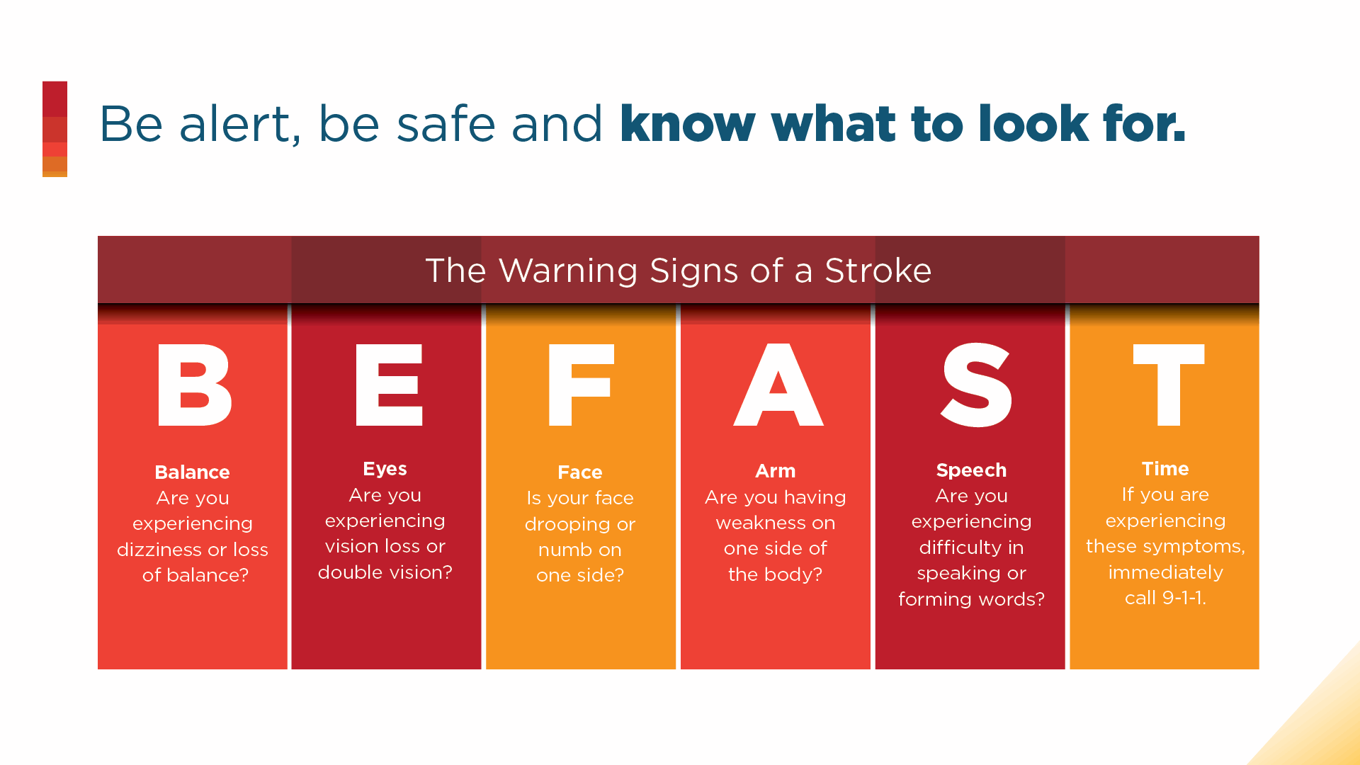 Know the warning signs of a stroke graphic